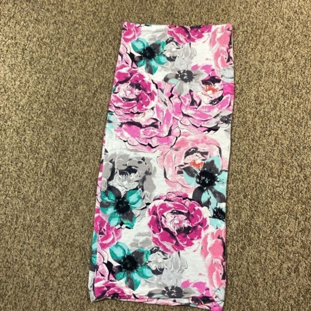 BISOU BISOU Floral Pink and Gray Women's Skirt Stretch Size XS